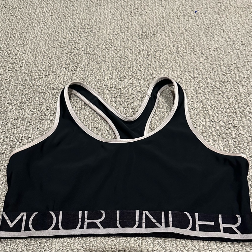 Black & silver under armour sport bra